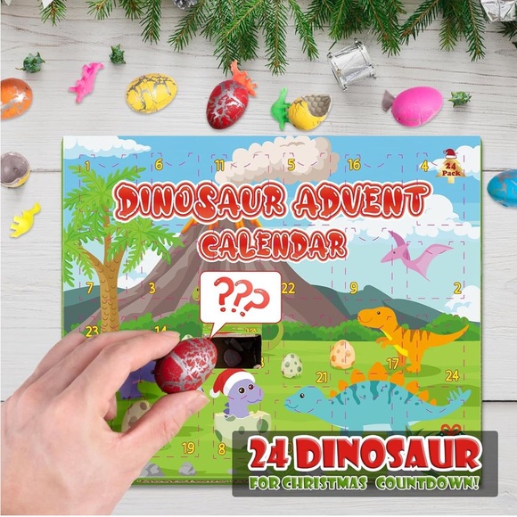 Kids Dino Advent Calendar 24 Surprise Egg w/ Mini Dino Toy NEW - Picture 4 of 8